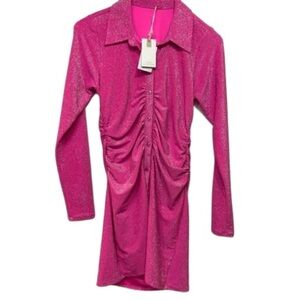 Good American Knock Out Pink Sparkle Dress Size 2 NWT Holiday Party Dress